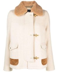 Fay - Cappotto vintage in lana con colletto shearling - Lyst