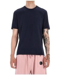 Roberto Collina - Tops ,Blauw ,Katoen Blauw Katoenen T-Shirt En Polo - Lyst