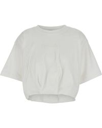 Pinko - Weißes Crop T-Shirt Mit Logo - Lyst