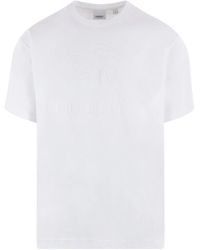 Burberry - Weißes jersey-baumwoll-t-shirt mit equestrian teddy logo - Lyst