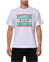 Dolce & Gabbana - Tops ,Wit ,Katoen T-Shirt Met Grafische Print Van Katoen Met Ronde Hals - Lyst