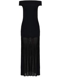 Michael Kors - Kleedjes ,Zwart ,Nylon Geplooide Stretch Knit Off-The-Shoulder Maxi Jurk - Lyst