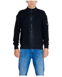 Calvin Klein - Schwarzer baumwoll-regenerierter cardigan - Lyst