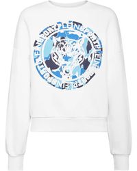 Philipp Plein - Fitness ,Wit ,Katoen Carbon Tiger Sweatshirt - Lyst