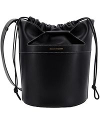 McQueen - Tassen ,Zwart ,Leer Zwarte Bucket Bag Rugzak Met Leren Trekkoord - Lyst