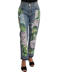 Dolce & Gabbana Hydrangea Jeans Floral - Blauw