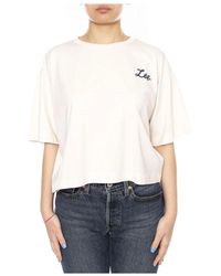 Lee Jeans - Tops ,Wit ,Katoen T-Shirt Met Ronde Hals - Lyst