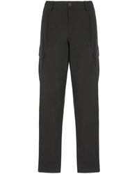 Herno - Broeken ,Zwart ,Zwarte Cargo Broek Elastische Taille Koord - Lyst