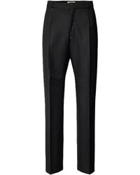 BOSS - Slim Fit Wol Zwart Broek - Lyst