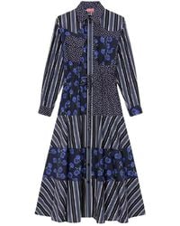 KENZO - Geometrisches und blumendruck midi-kleid - Lyst