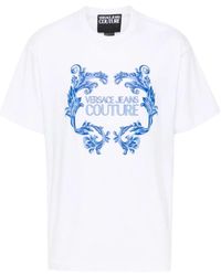 Versace - T-shirt e polo bianche con stampa barocco - Lyst