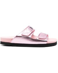 Palm Angels - Sandali in pelle con logo - Lyst
