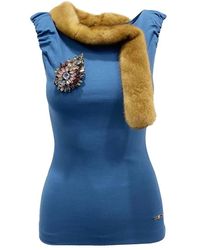 DSquared² - Mink Collar Sleeveless Top - Lyst