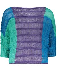 Alberta Ferretti - Overhemden ,Veelkleurig ,Intrecciato Gebreide Top - Lyst
