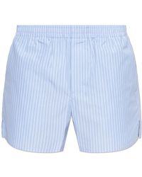 Ami Paris - Korte Broeken ,Blauw ,Katoen Striped Cotton Poplin Shorts - Lyst