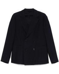 HUGO - Jassen ,Blauw ,Double-Breasted Jas Met Zakken - Lyst