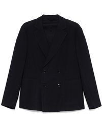 HUGO - Jassen ,Blauw ,Double-Breasted Jas Met Zakken - Lyst