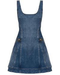 Self-Portrait - Kleedjes ,Blauw ,Denim Denim Flared Mini Jurk - Lyst
