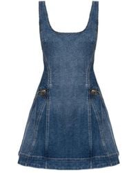 Self-Portrait - Kleedjes ,Blauw ,Denim Denim Flared Mini Jurk - Lyst