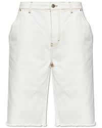 Ami Paris - Korte Broeken ,Wit ,Denim Vintage-Effect Denim Shorts - Lyst