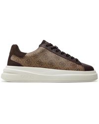 Guess - Schoenen ,Bruin ,Leer Bruine Leren Sneakers - Lyst