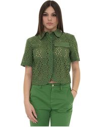 Liu Jo - Kurze Baumwollbluse Mit Knopfverschluss - Lyst