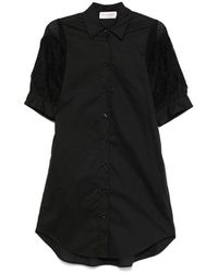 Ermanno Scervino - Schwarzes kleid mit knopfleiste und taschen - Lyst