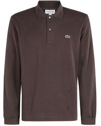 Lacoste - Tops ,Bruin ,Katoen Klassieke Fit L.12.12 Polo Met Lange Mouwen - Lyst