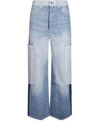 Ganni - Patchwork Denim Baggy Cargo Jeans - Lyst