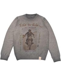 Bob - Truien & Vesten ,Grijs ,Wol Omkeerbare Wollen Trui Met Ronde Hals - Lyst
