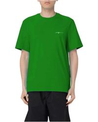 MSGM - Tops ,Groen ,Katoen Groene Katoenen T-Shirt Voor Mannen - Lyst