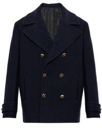 Balmain - Jassen ,Blauw ,Wol Wool Pea Coat - Lyst