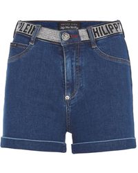 Philipp Plein - Korte Broeken ,Blauw ,Denim Denim High Waist Hot Pants - Lyst