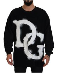 Dolce & Gabbana - Schwarzer dg logo baumwoll-pullover - Lyst