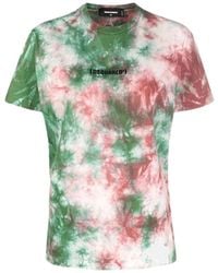 DSquared² - Tops ,Groen ,Katoen Veelkleurig T-Shirt Met Korte Mouwen - Lyst