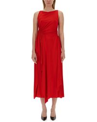 Lanvin - Kleedjes ,Rood ,Jurk Met Drapering - Lyst