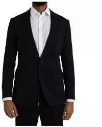 Dolce & Gabbana - Kostuums ,Blauw ,Wol Blauwe Wol Single Breasted Blazer Jas - Lyst