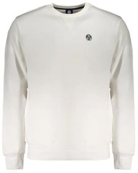 North Sails - Hoodies & Sweatvesten ,Wit ,Katoen Geborsteld Katoenen Sweatshirt Met Applique Logo - Lyst