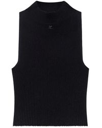 Courreges - Tops ,Zwart ,Zwarte Logo Mouwloze Top - Lyst
