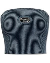 DIESEL - Tops ,Blauw ,Katoen Ribbed M-Clarksvillex-C Top - Lyst