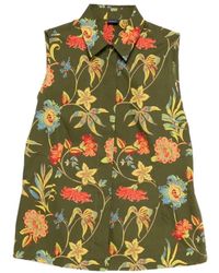 Fay - Overhemden ,Groen ,Mouwloze Shirt Met Knoopsluiting - Lyst