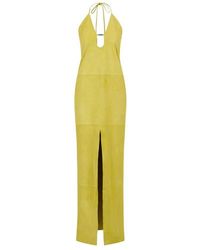 Iceberg - Limettengelbes Wildleder Langes Kleid - Lyst