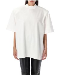 The Attico - Off- Katoenen T-Shirt Met Geribbelde Kraag - Lyst