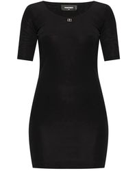 DSquared² - Minikleid Mit Logo-Schild - Lyst