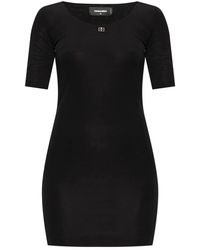 DSquared² - Minikleid Mit Logo-Schild - Lyst