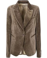 Uma Wang - Jassen ,Bruin ,Fluwelen Blazer Met Enkele Rij Knopen - Lyst