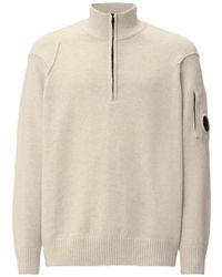 C.P. Company - Truien & Vesten ,Wit ,Katoen Polo Collar - Lyst