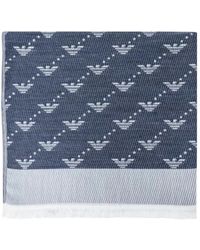 Armani - Accessoires ,Blauw ,Polyester Logo Sjaal - Lyst