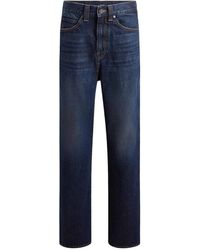 KHAITE - Donkerblauwe Straight Leg Jeans - Lyst