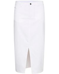 Kaffe - Rokken ,Wit ,Denim Denim Rok Met Hoge Taille En Voorsplit - Lyst